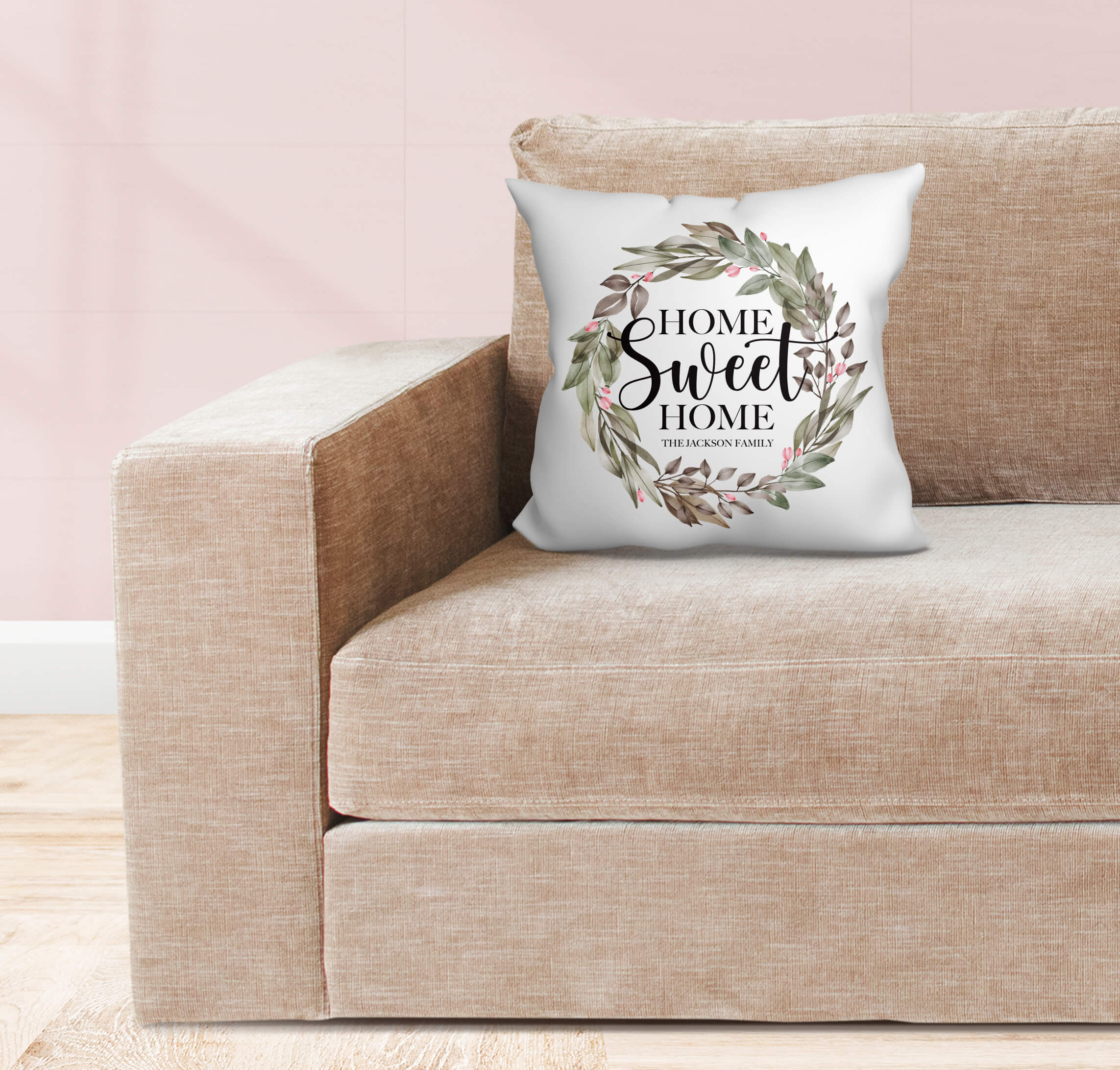 pillow on couch customized with valentine theme