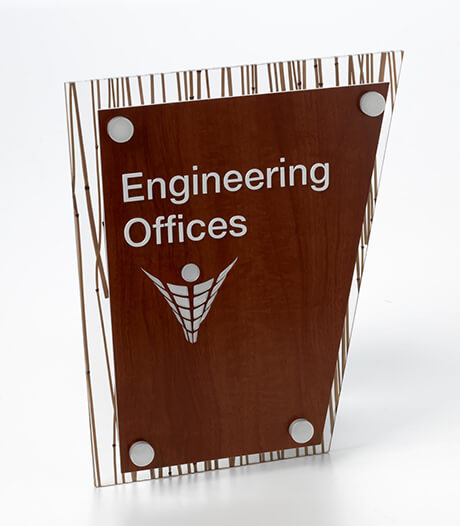 office sign on display using standoffs