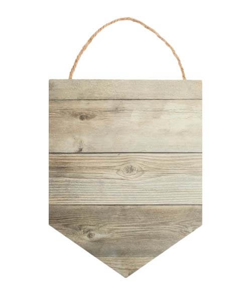 light faux wood hanging banner sign