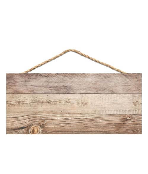 light faux wood hanging sign