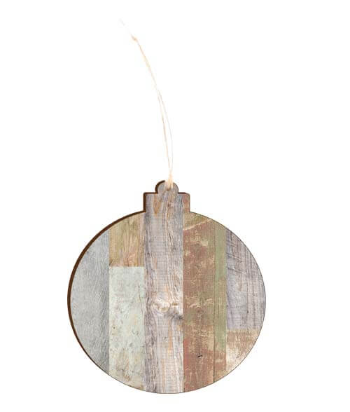 light faux wood round ornament