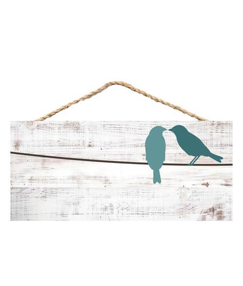 pre-printed bird white faux wood hanging sign