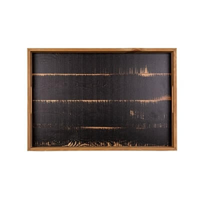 black faux wood decorative tray