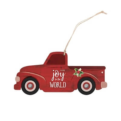 customized red truck ornament