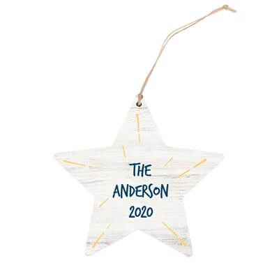 personalized star ornament with yellow bursts