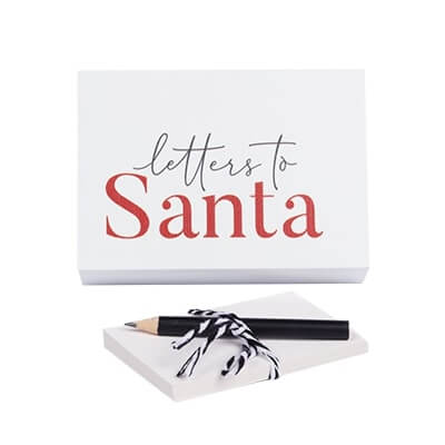 letters to santa box with pencil and paper