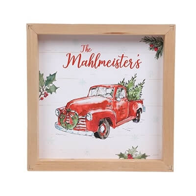personalized red truck framed sign