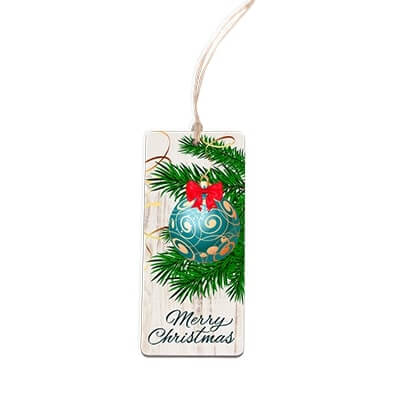 customized faux wood gift tag shaped ornament