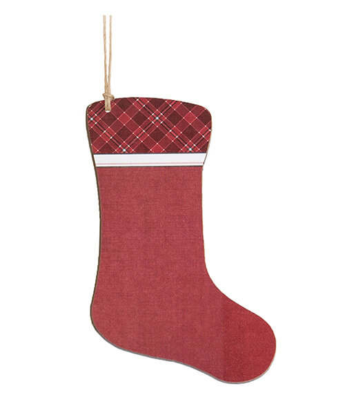 red wood stocking ornament