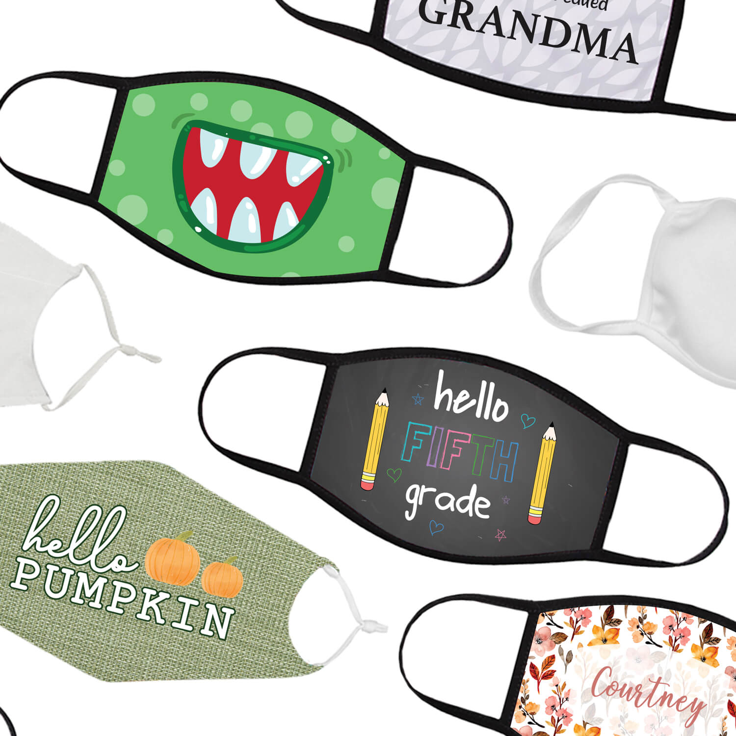 variety of customized face masks