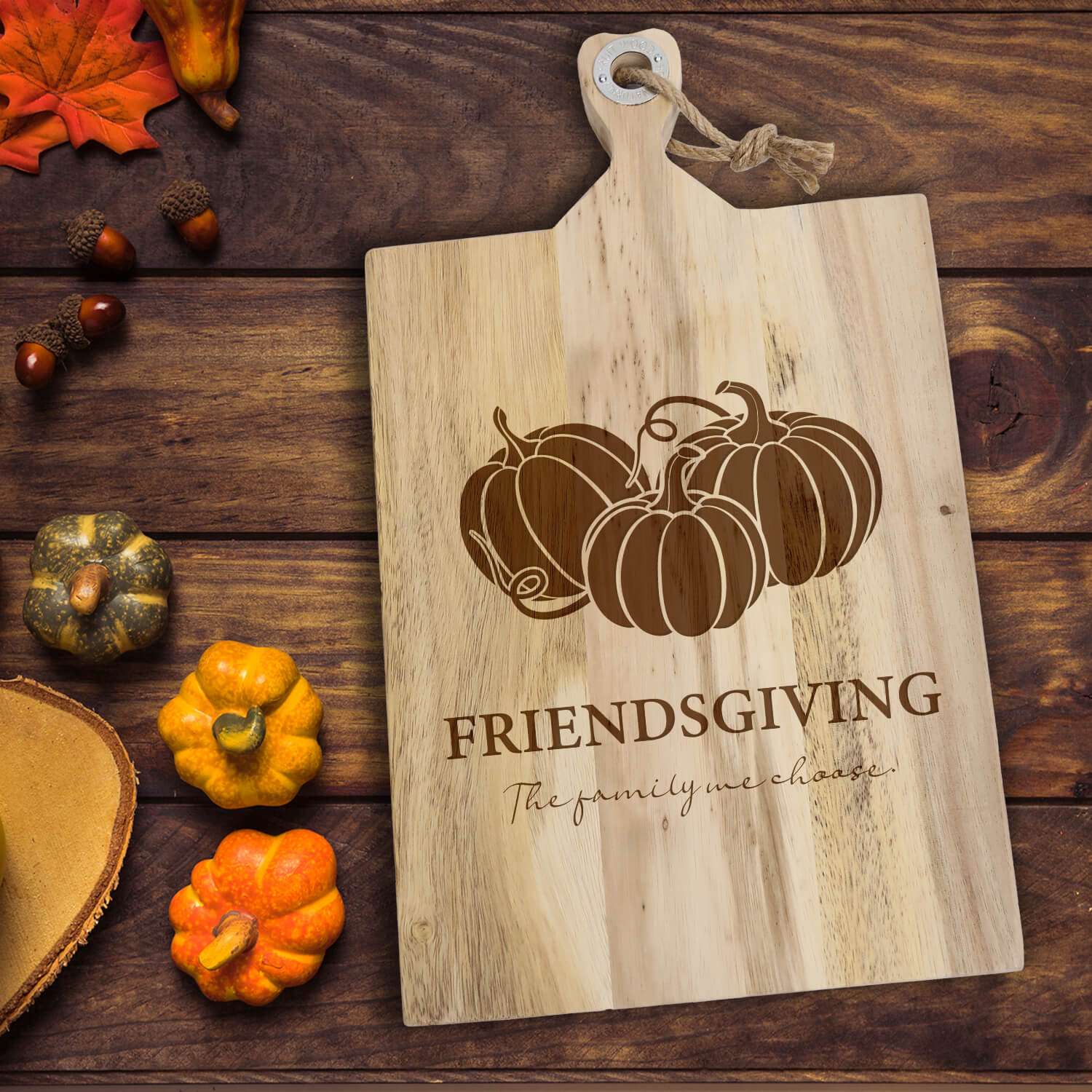 customized cutting board with a thanksgiving theme
