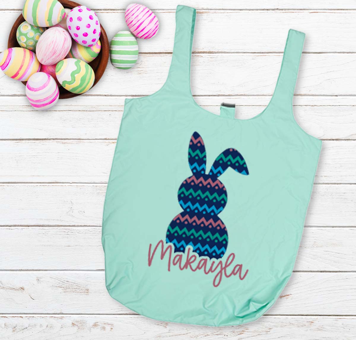 personalized easter themed tote bag