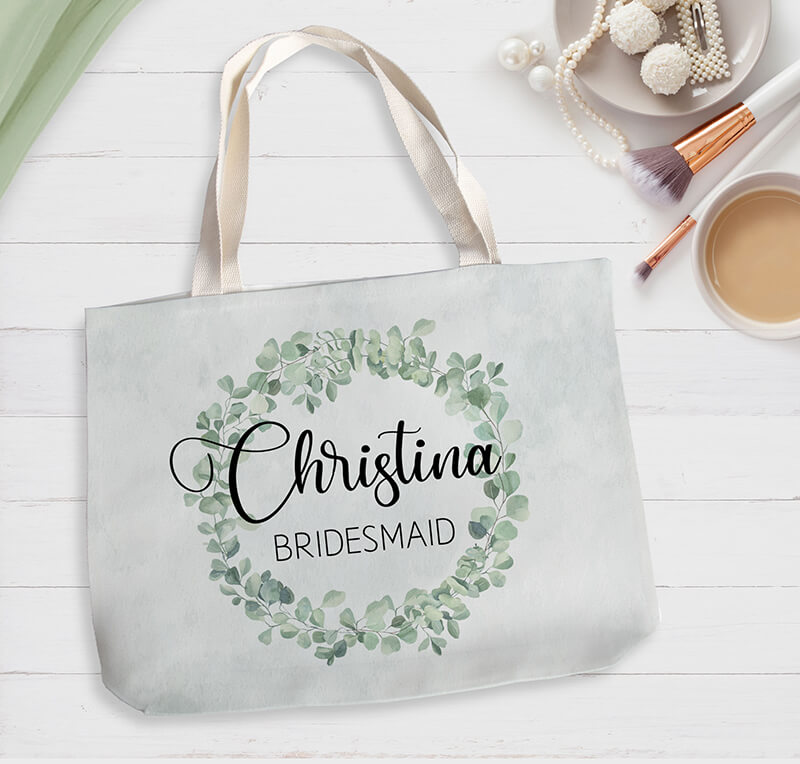 tote bag personalized for a bridesmaid