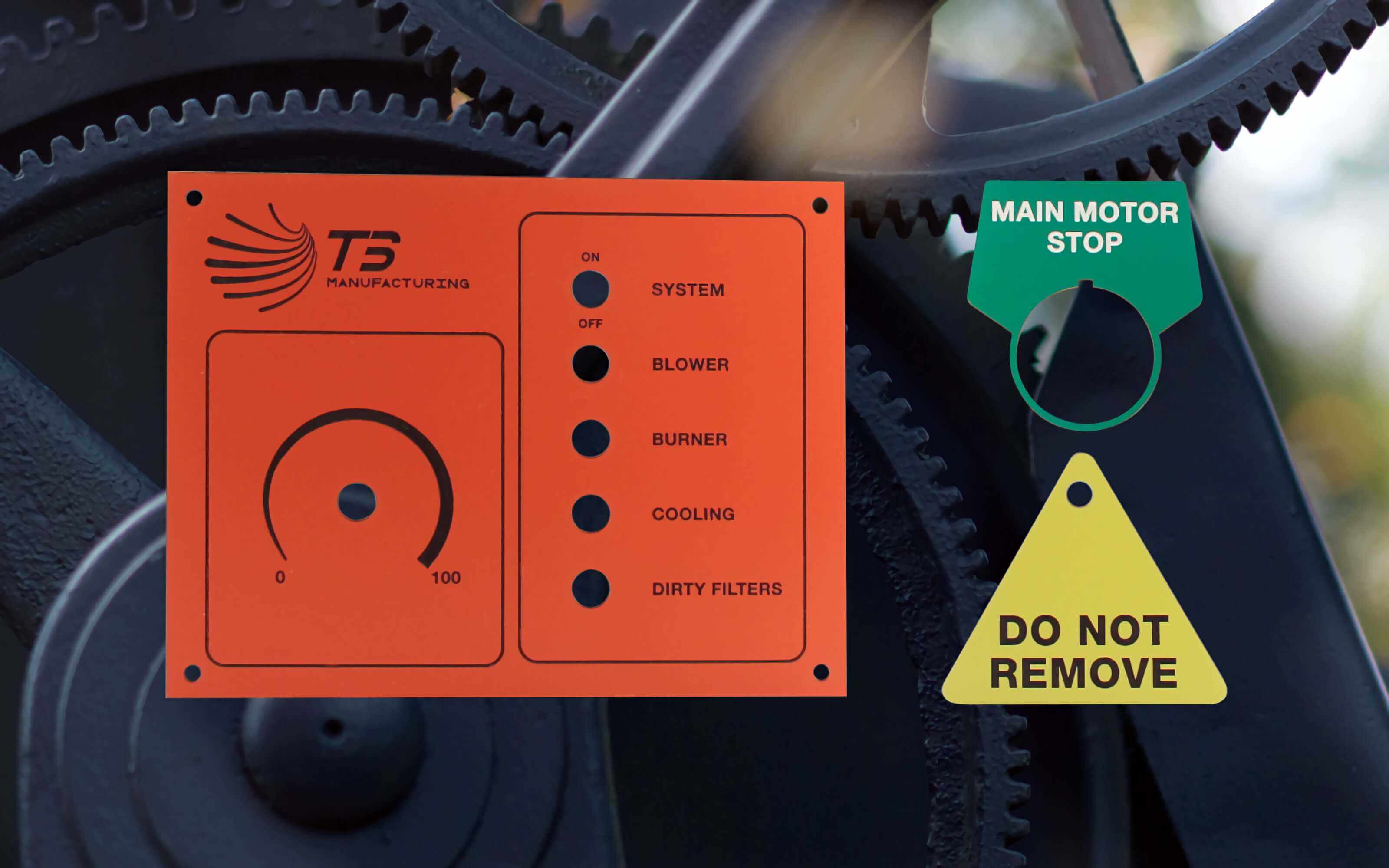 industrial signs and tags created using the SafeTMark product