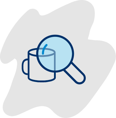 mug and magnifying glass icon