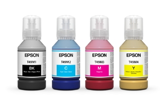 bottles of black, cyan, magento, and yellow inks