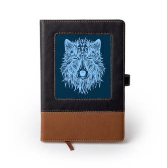 portfolio cover customized with a wolf head image